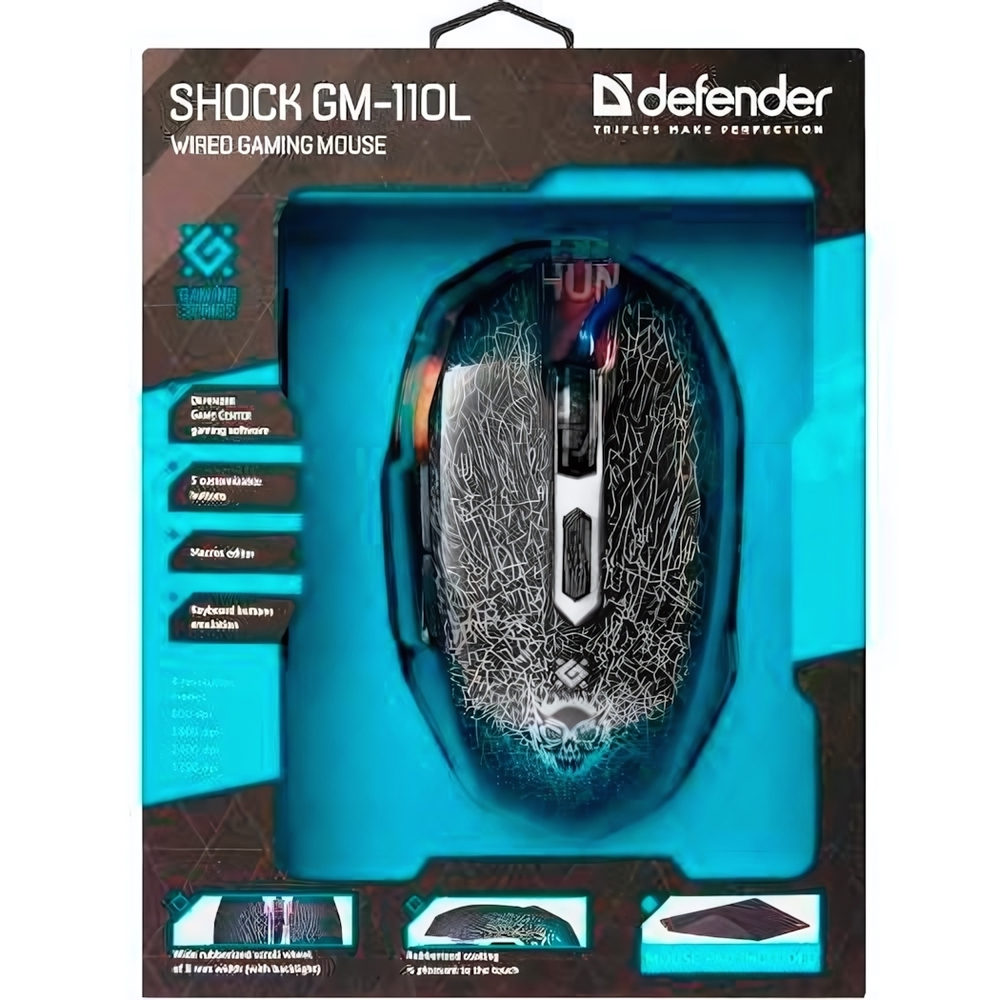 Мышь игровая проводная Defender GM-110L SHOCK
