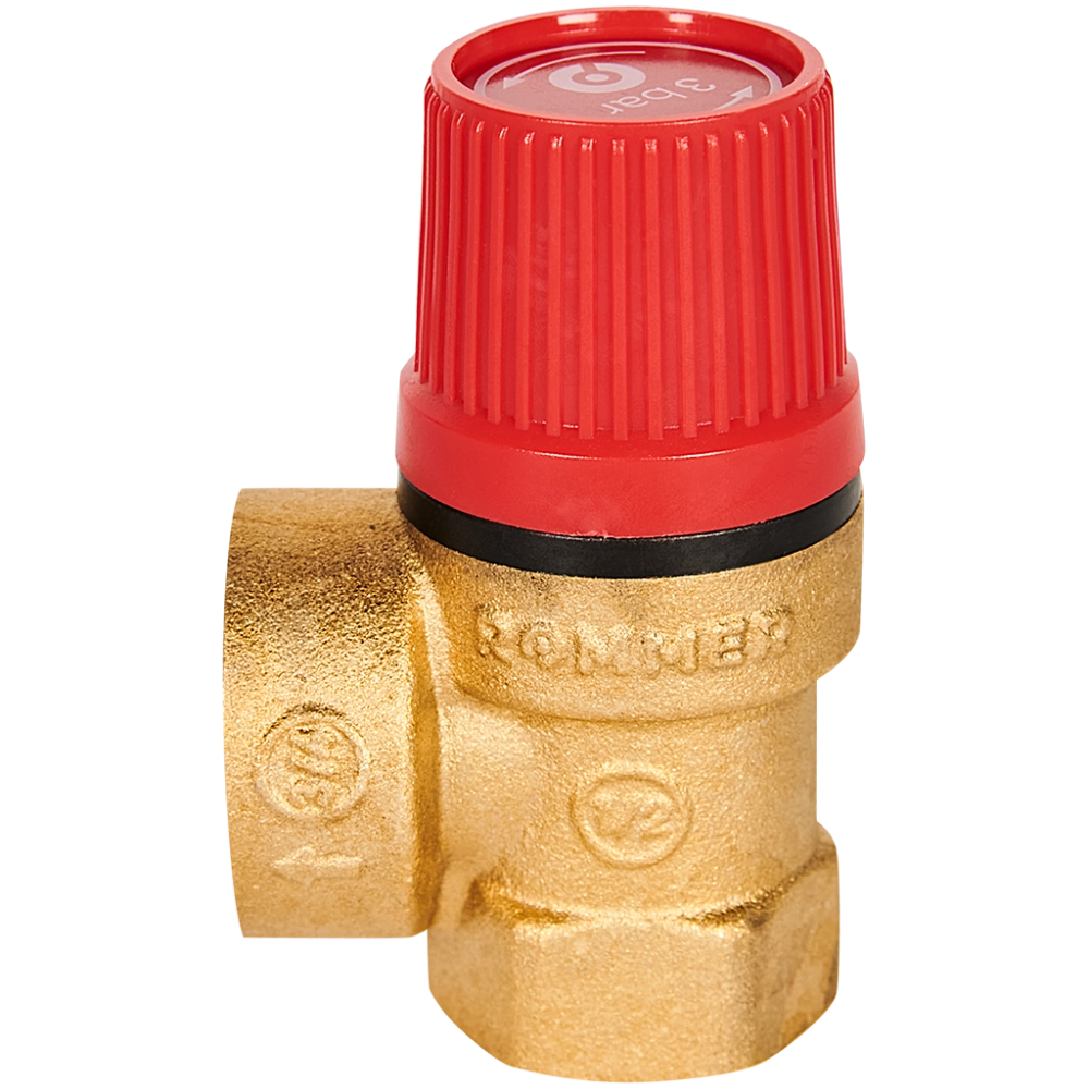 Клапан предохранительный ROMMER - 1/2", сброс 3/4" (ВР/ВР, Tmax 110°C, 3 бар)