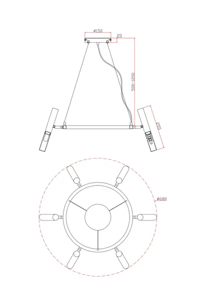 Подвесной светильник Match FR6109PL-06G Freya