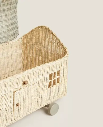 ZARA HOME КОРЗИНА В ФОРМЕ ДОМИКА ДЛЯ ХРАНЕНИЯ ДЕТСКИХ ИГРУШЕК, СВЕТЛО-БЕЖЕВЫЙ