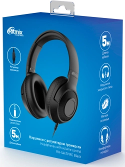 Ritmix RH-544TV RC Black — проводные накладные наушники