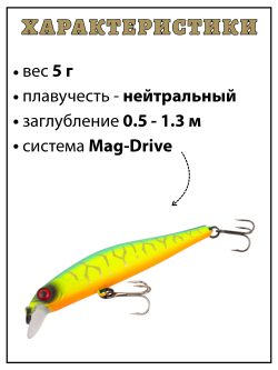 Воблер Минноу Rigge 70SP 70 мм 5 г цвет #14