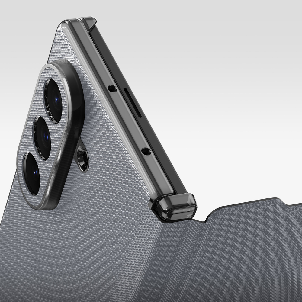 Чехол с покрытием "под кожу" темно-серого цвета для Samsung Galaxy Z Fold 8 Ultra, серия Fort Series Case от Dux Ducis
