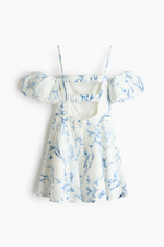 Платье из смеси льна с вырезами на плечах - H&M