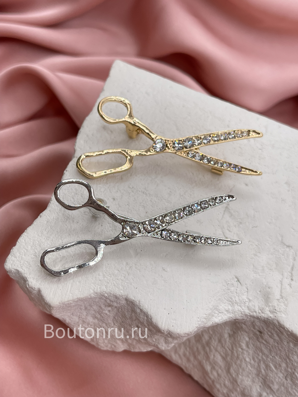 Брошь "Ножницы" золотистые