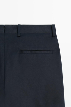 Massimo Dutti Брюки из 100% хлопка с защипами, чернильно-синий