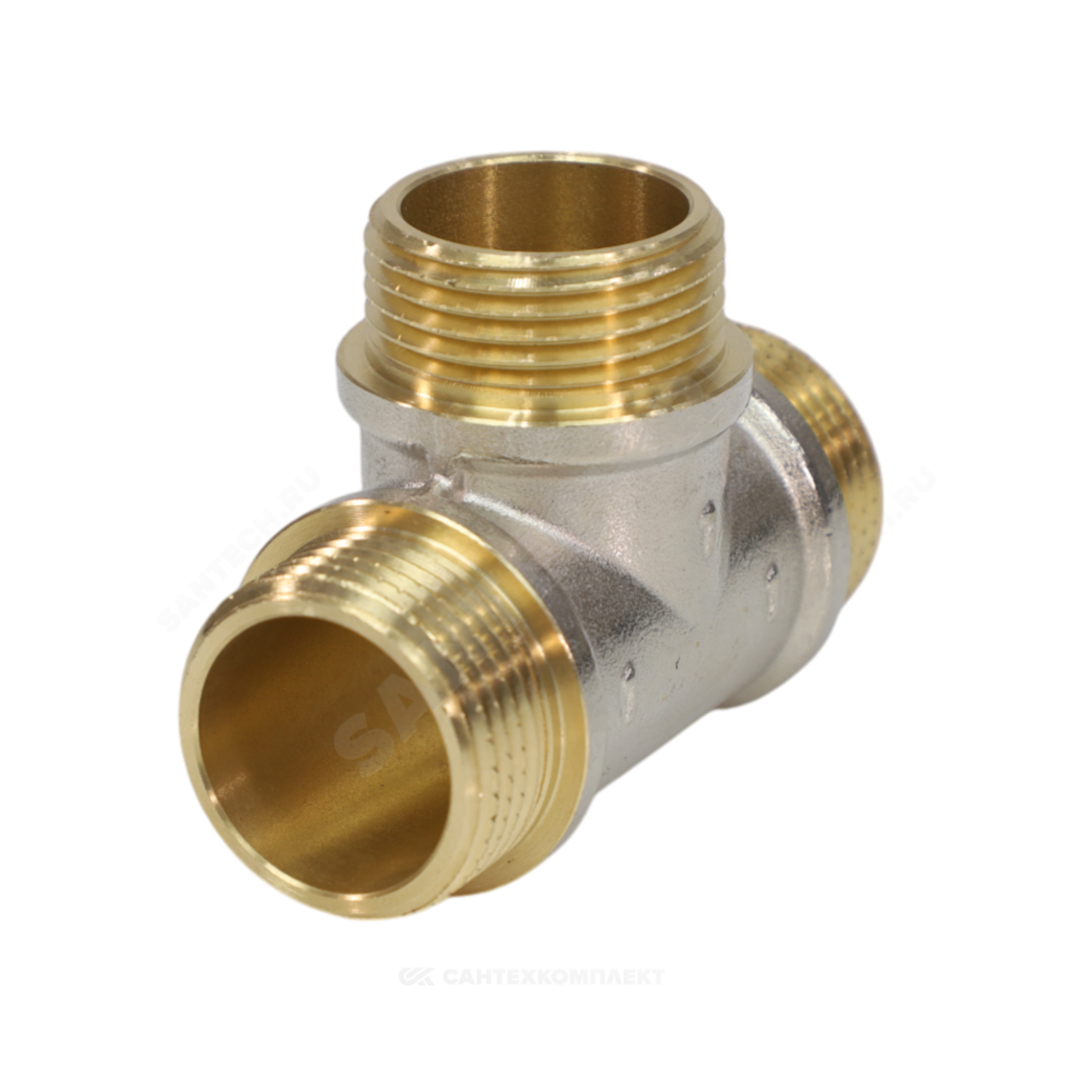Тройник латунь никель Ду 20 (3/4") НР/НР/НР 9010 ГОСТ 32585-2013 Aquasfera 9010-02