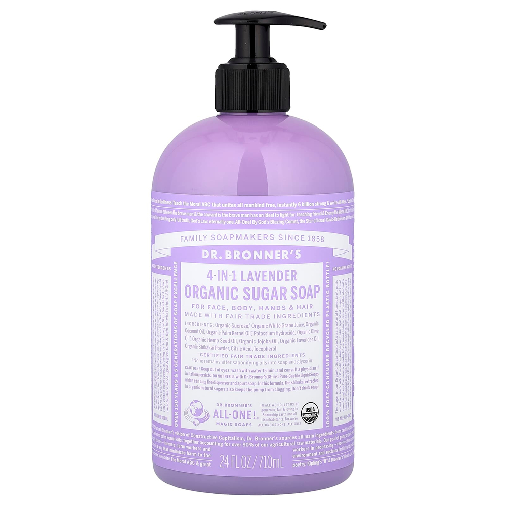 Dr. Bronner's, 4-in-1 Organic Sugar Soap, Lavender, 24 fl oz (710 ml)