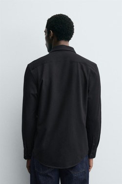 ZARA РУБАШКА REGULAR-FIT, ЧЕРНЫЙ