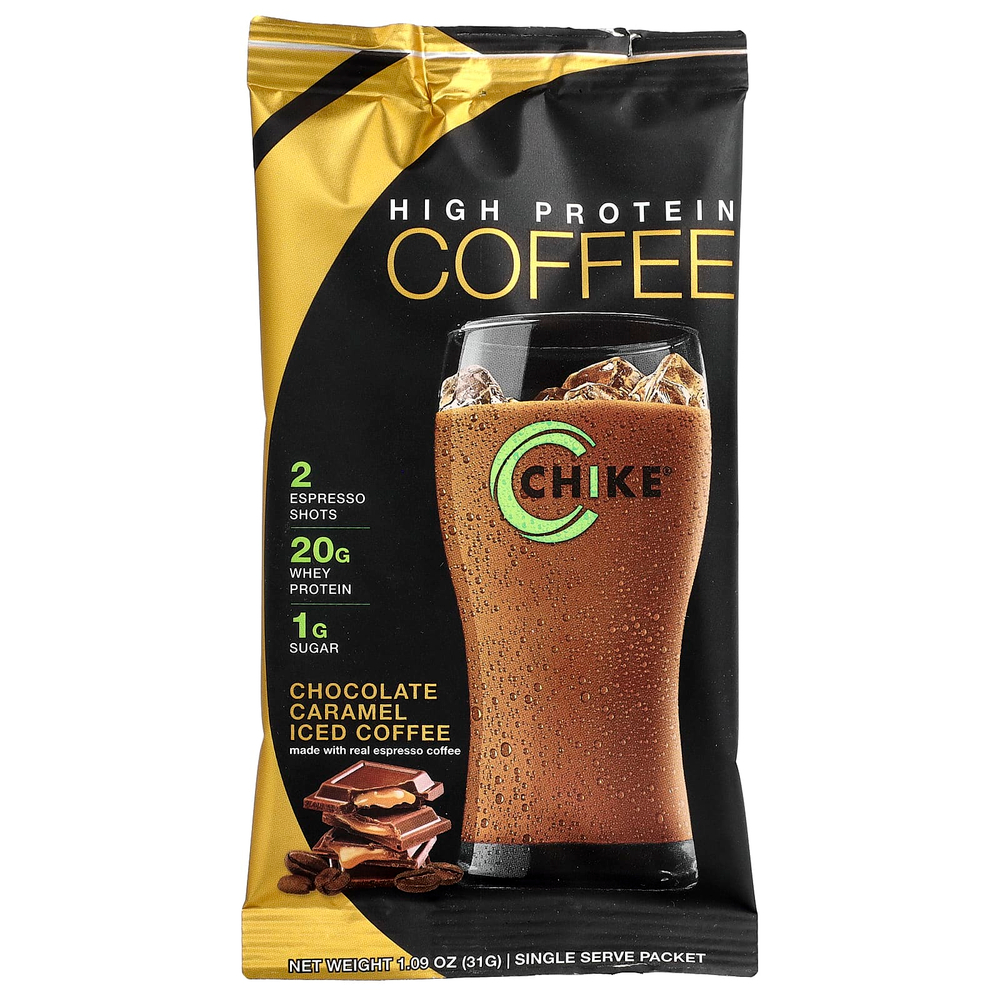 Chike Nutrition, Кофе со льдом с высоким содержанием протеина, шоколадная карамель, 12 пакетиков, 31 г (1,09 унции)