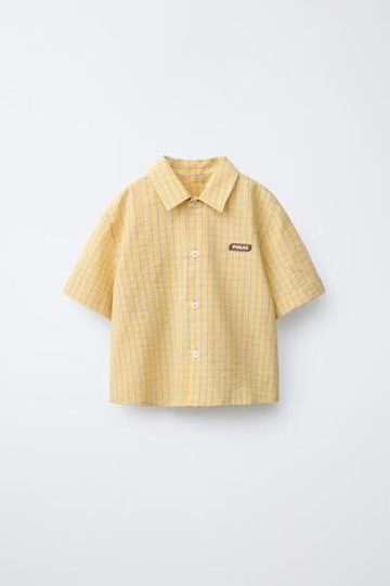 ZARA X PUKAS РУБАШКА В КЛЕТКУ PUKAS SURF, ЖЕЛТЫЙ