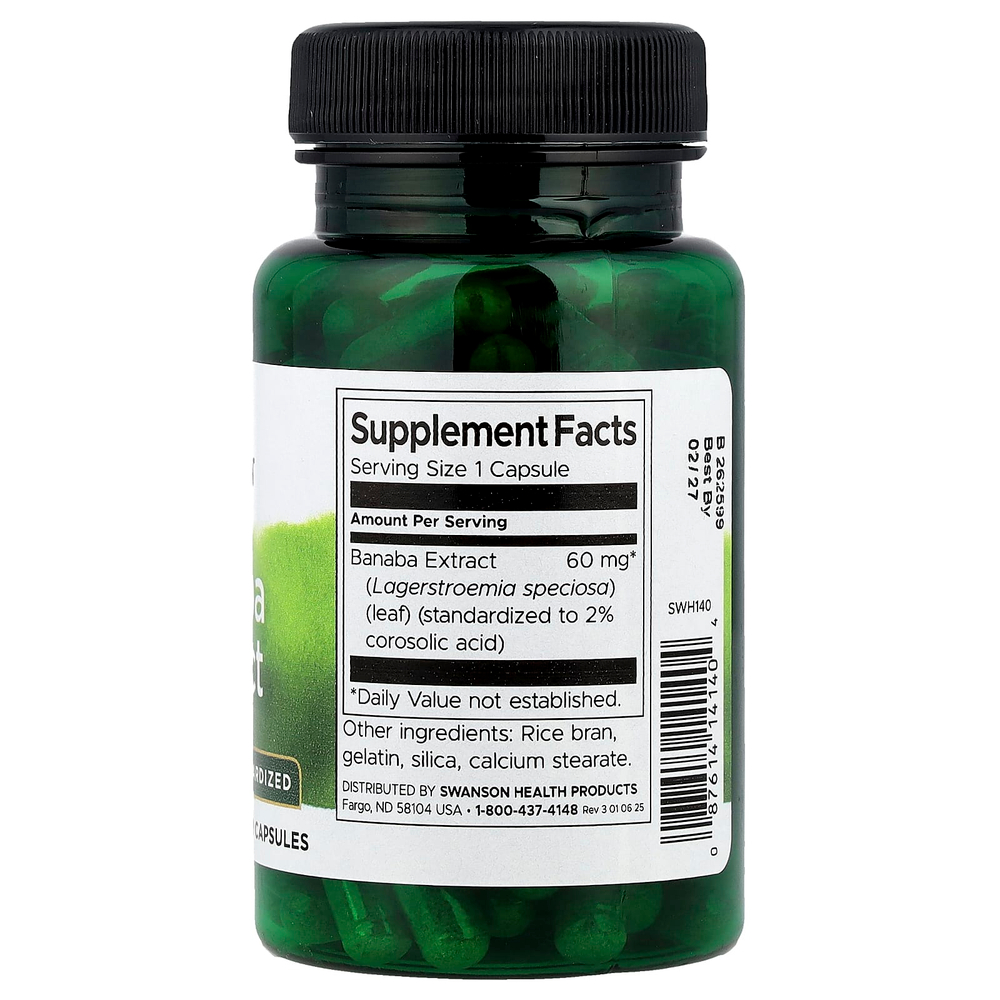 Swanson Vitamins, Экстракт банабы, 90 капсул (60 мг в каждой капсуле)