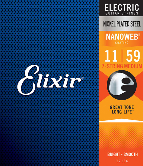 Elixir 12106 NanoWeb струны для 7/8-струнной электрогитары
