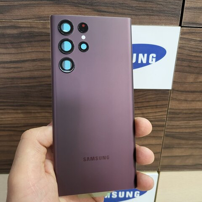 Крышка для Samsung S22 Ultra - задняя стеклянная панель "хорошее качество" (цвета бургунди)