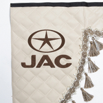 Ламбрекен с косынками стеганые JAC (экокожа, бежевый, бежевые кисточки)