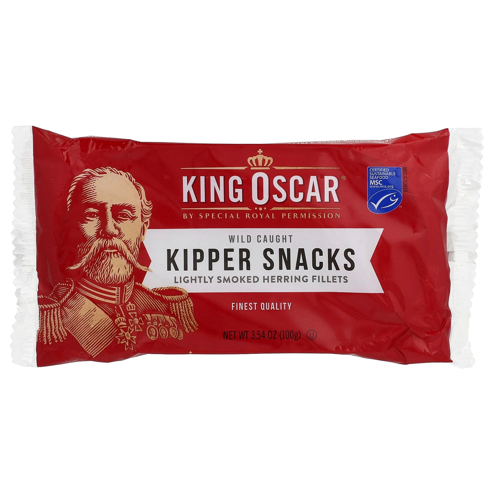 King Oscar, Kipper Snacks, подкопченное филе сельди, 100 г (3,54 унции)