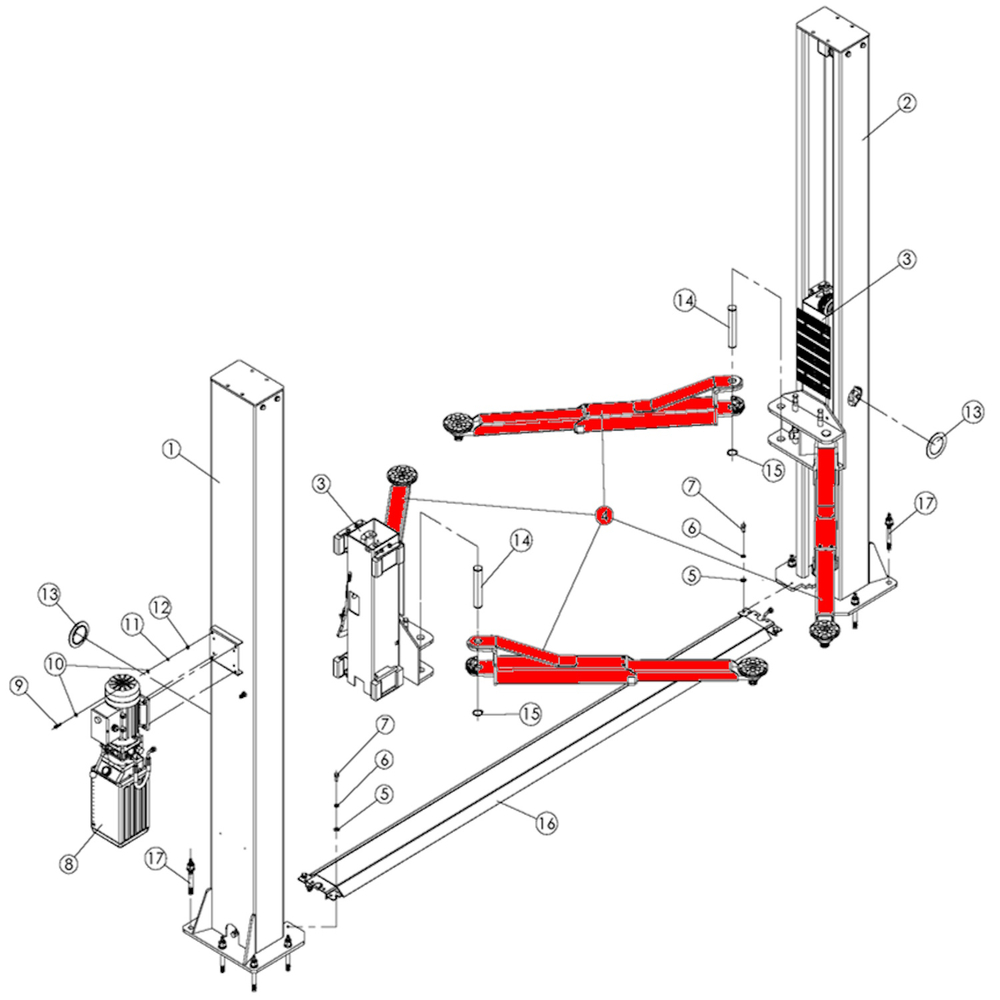 Двухсекционная лапа 760–1200 T4Е RAL1018