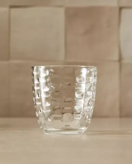 ZARA HOME СТАКАН С РЕЛЬЕФНЫМ УЗОРОМ «КВАДРАТЫ», ПРОЗРАЧНЫЙ
