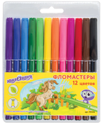Фломастеры 12цв. "Уроки рисования" вентилируемый колпачок, ПВХ,(ЮНЛАНДИЯ)