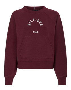 Женская теннисная куртка Tommy Hilfiger RLX Sueded Modal C NK Sweatshirt - sueded rouge