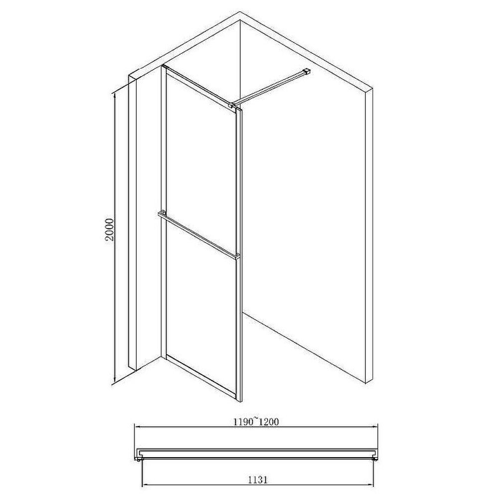 Душевая перегородка Abber AG60120B 120x200 профиль Черный стекло прозрачное