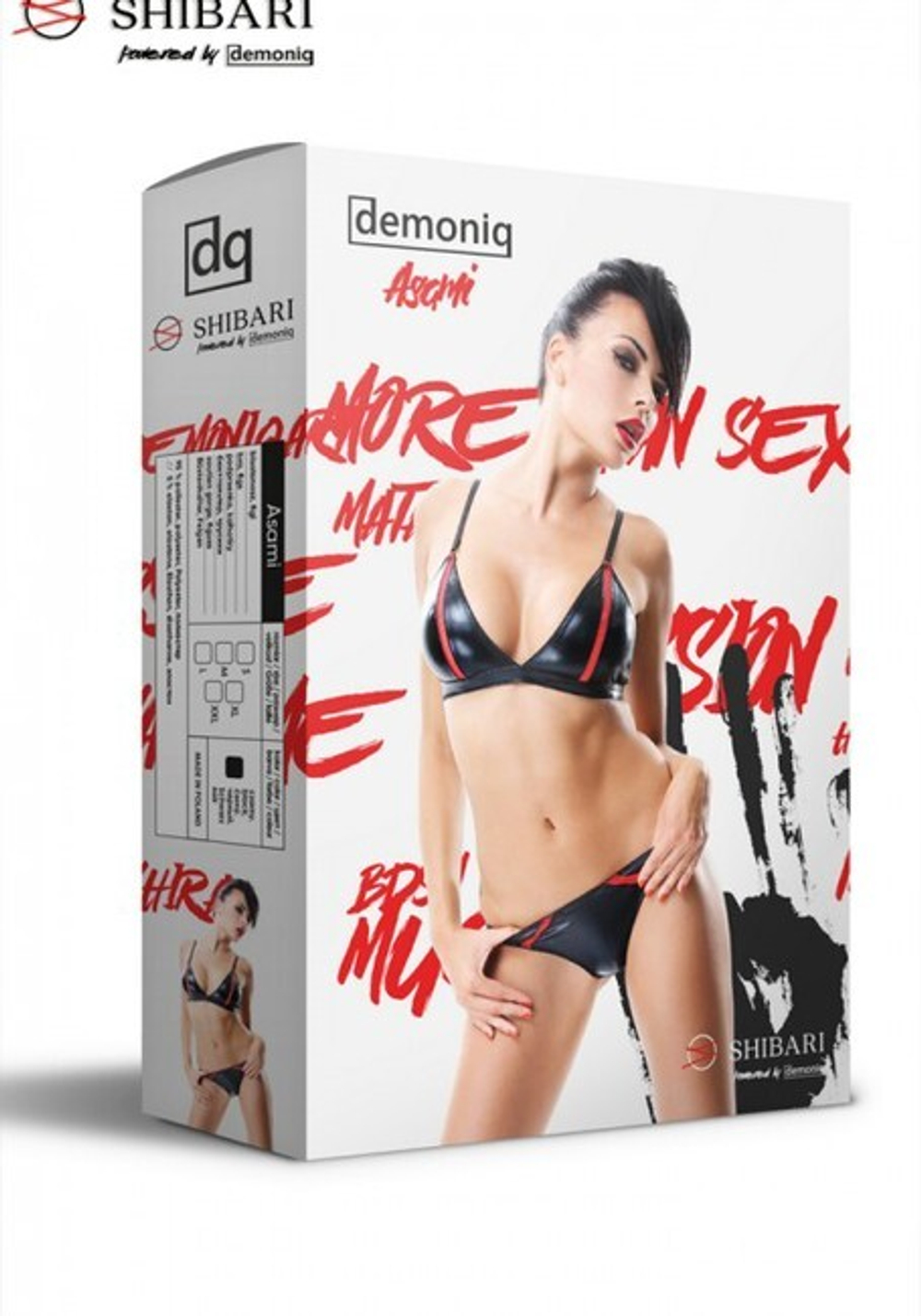 Комплект из матовой кожи Asami с веревками для связывания (Shibari) L (46) (Цвет: черный, красный)