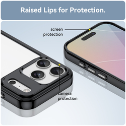 Прозрачный противоударный чехол для iPhone 17 Pro, с усиленными защитными рамками черного цвета