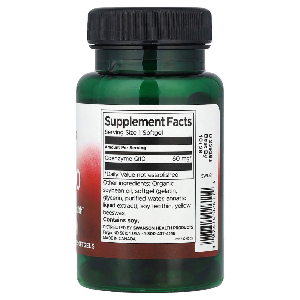 Swanson Vitamins, Коэнзим Q10, 60 мг, 120 мягких таблеток