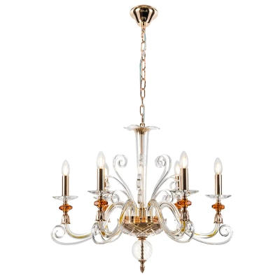 Люстра Crystal Lux CATARINA SP6 V2 GOLD/TRANSPARENT-COGNAC 1361/306