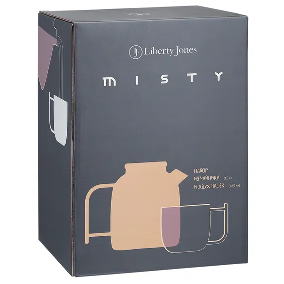 Набор из чайника и двух чашек misty, 1,5 л