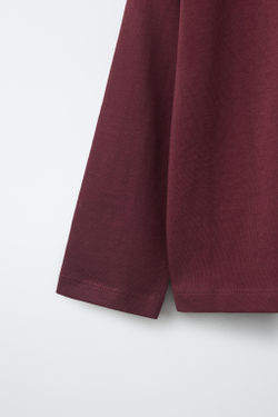 ZARA ОДНОТОННЫЙ ЛОНГСЛИВ, ТЕМНО-РОЗОВЫЙ