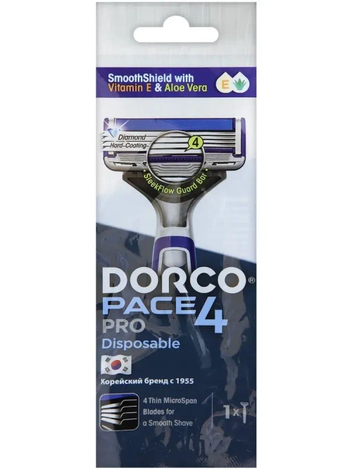 "DORCO PACE 4 PRO" Станок для бритья одноразовый (4 лезвия)