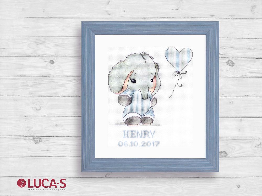 Набор для вышивания нитками Luca-S, Слонёнок Генри 23х25,5 см