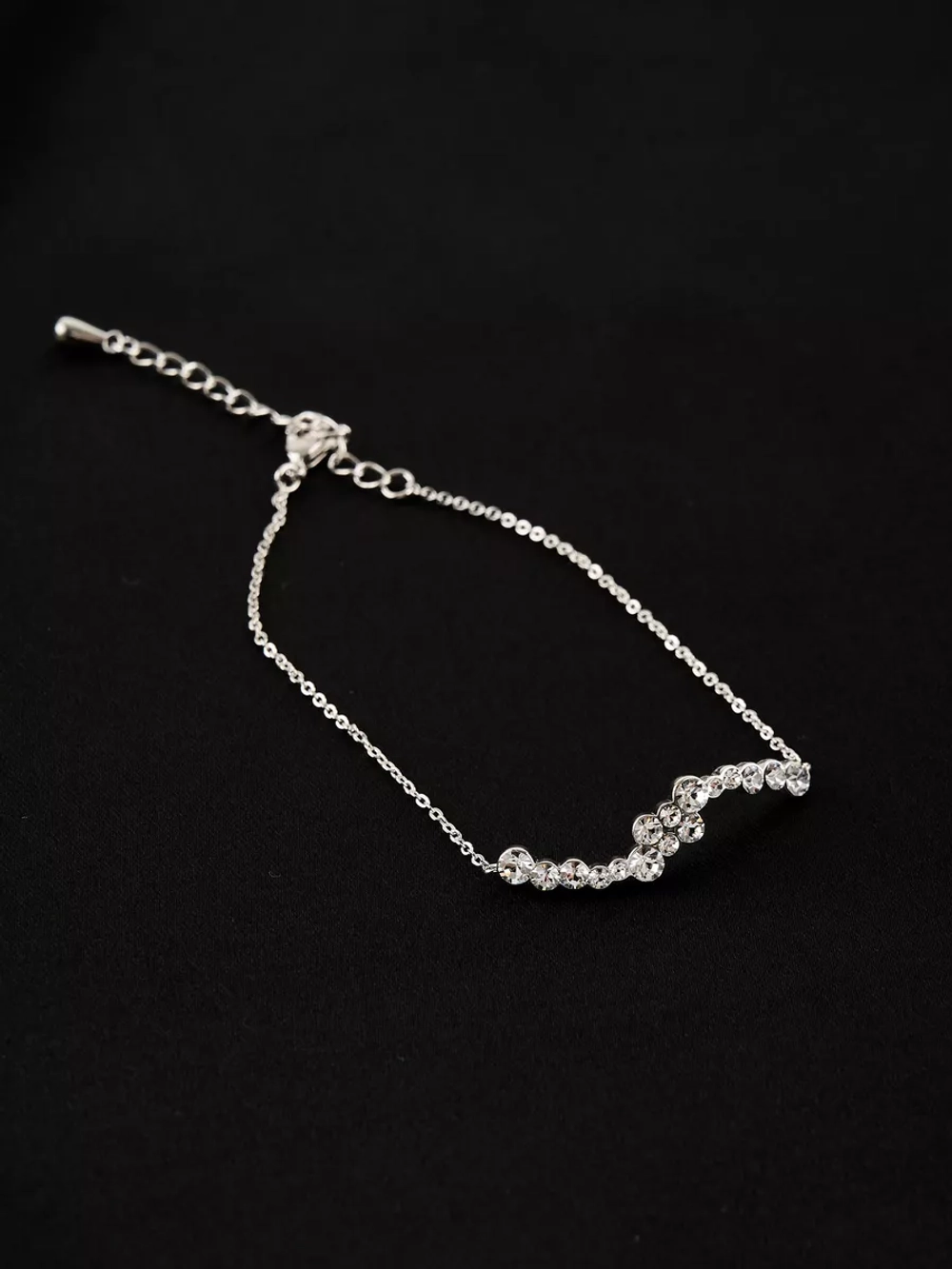 Браслет Млечный путь с белыми кристаллами Swarovski в родии