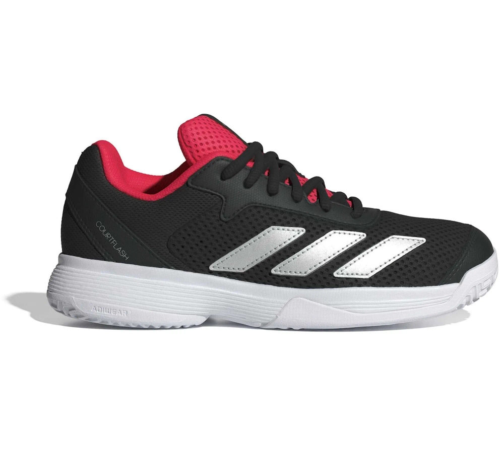 Детские теннисные кроссовки Adidas Courtflash K - cloud white/silver metallic/core black