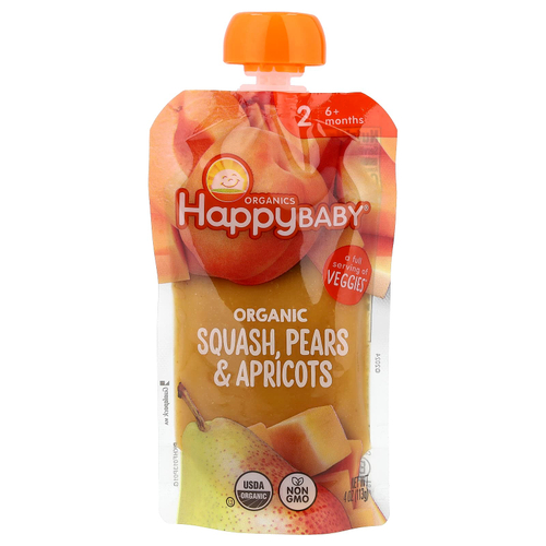 Happy Family Organics, Happy Baby®, тыква, груши и абрикосы, для детей старше 6 месяцев, 113 г (4 унции)