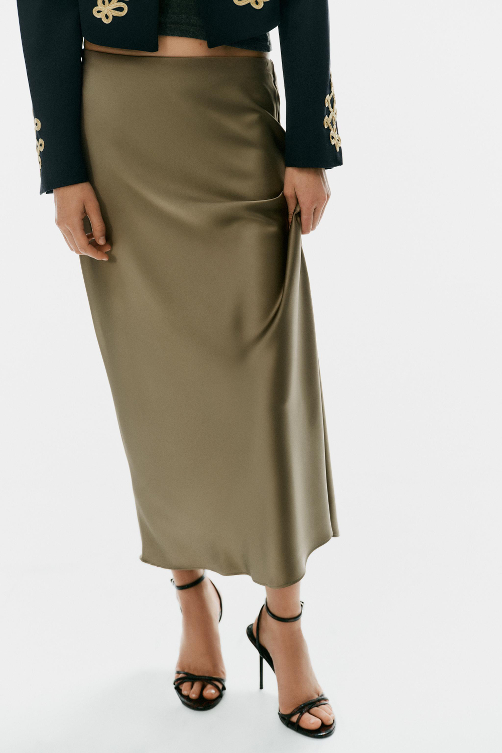 АТЛАСНАЯ ЮБКА МИДИ В ГОРОШЕК — ZARA