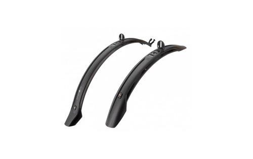 Крылья 24" Velo 55 Junior SET, к-кт перед./задн. крепеж: перед. бустер вилки, задн. двойное за раму; шир. 55мм, пластик, черн.