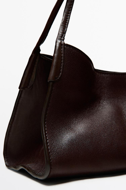 Massimo Dutti Сумка через плечо из кожи наппа, бургунди