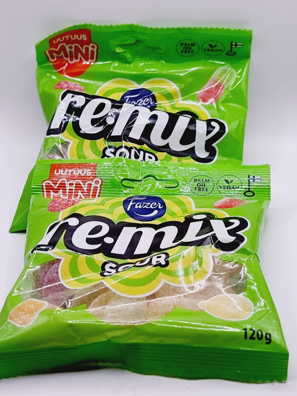 Конфеты жевательные фруктовые Fazer Remix Sour мини (2 уп. по 120 г) 240 г (из Финляндии)