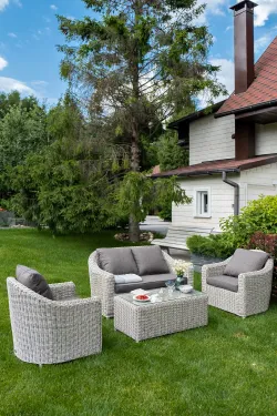 "Кон Панна" диван из искусственного ротанга двухместный, цвет бежевый