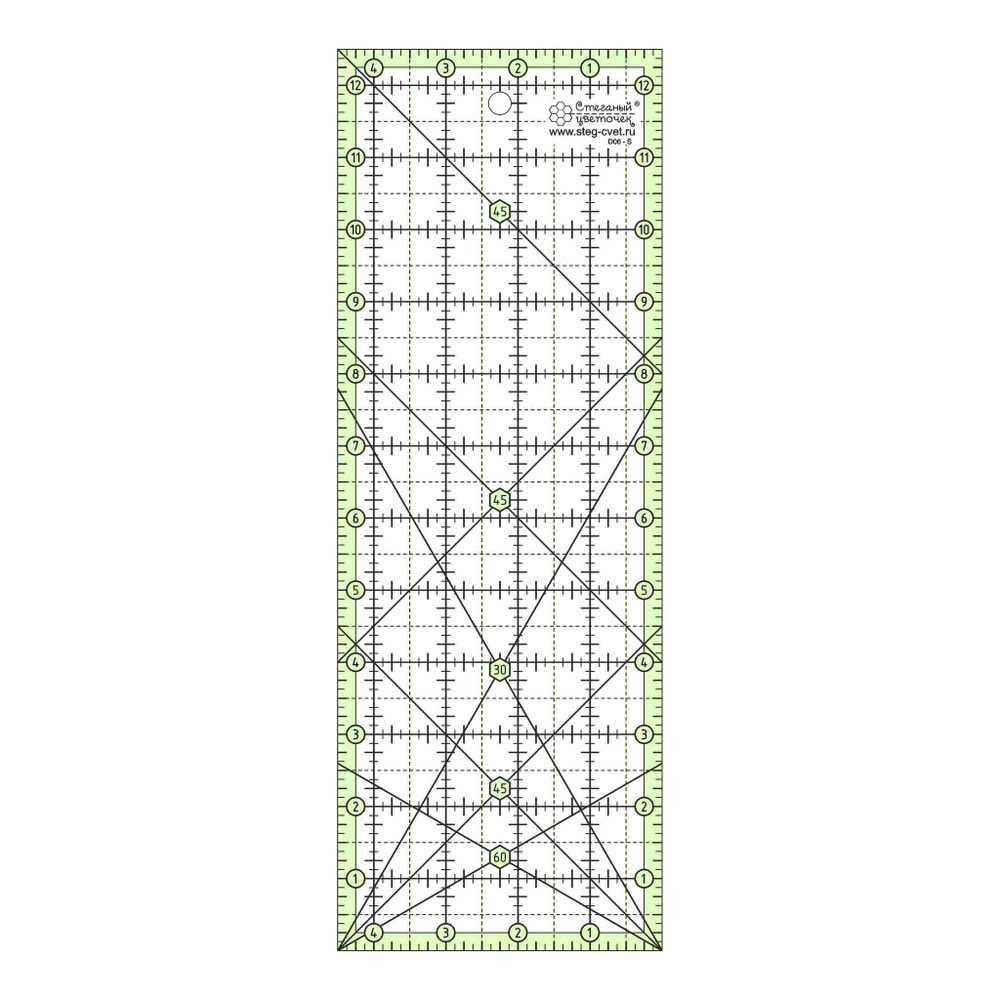 Линейка для пэчворка в дюймах, 4 ½ х 12 ½ (арт. D06-S)