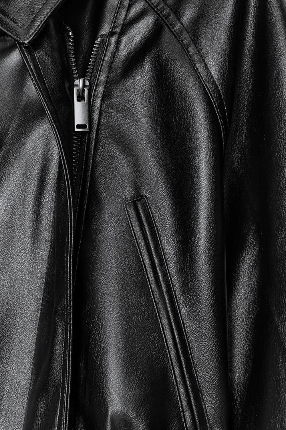 ZARA КУРТКА ИЗ ИСКУССТВЕННОЙ КОЖИ С ПОЯСОМ, ЧЕРНЫЙ
