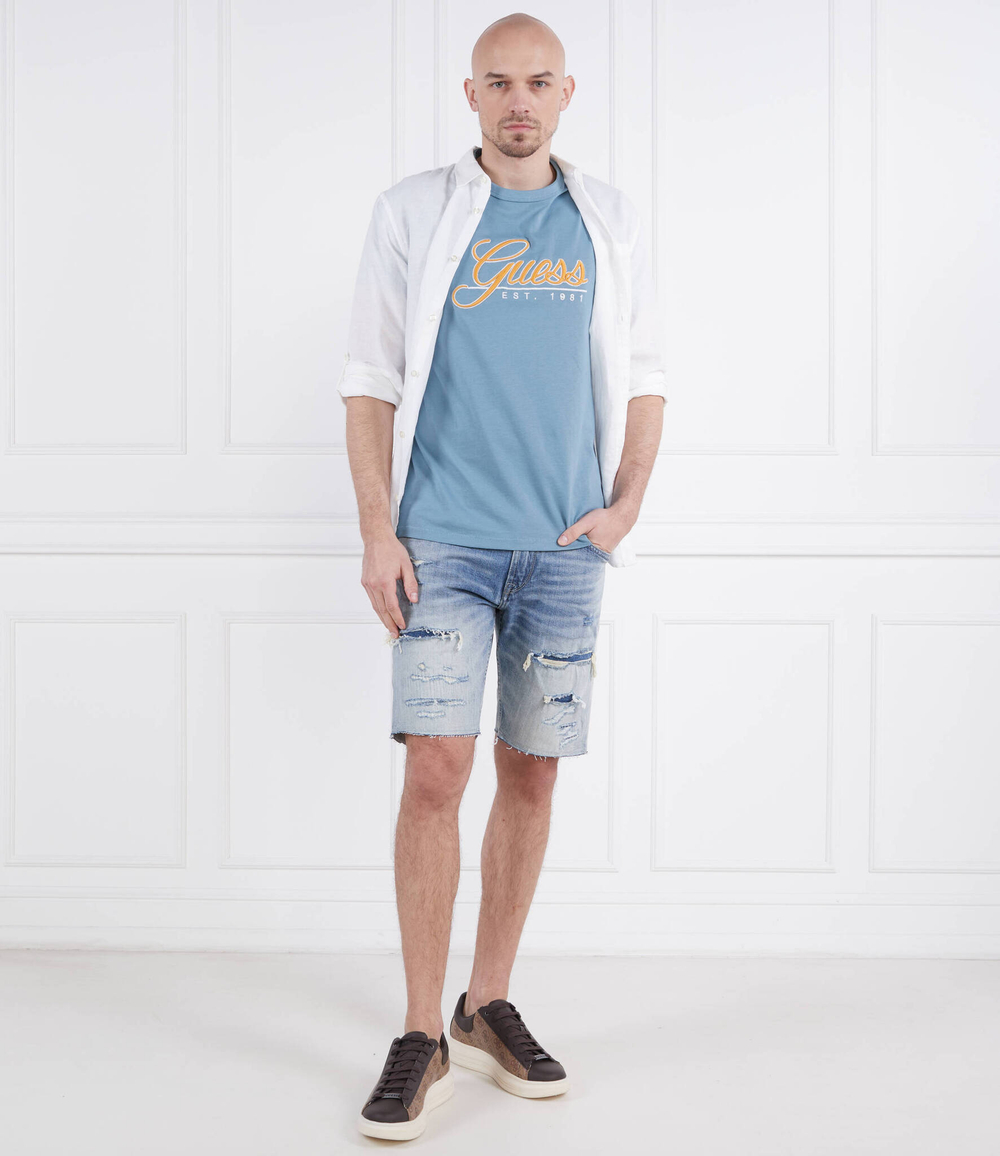 Футболка SS CN GUESS 3D EMBRO GUESS - голубой(M3GI25 K8FQ4)