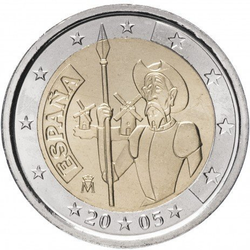 2 евро 2005 год Испания Дон Кихот. 400 лет роману М. Сервантеса. UNC