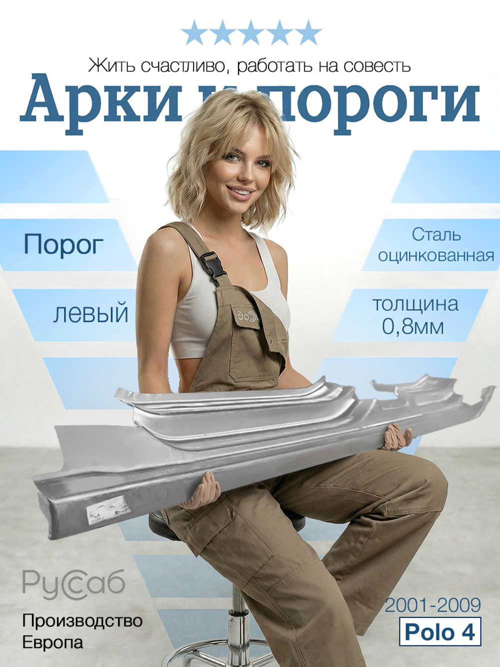Порог левый Volkswagen Polo 2001-2009 (Klokkerholm)