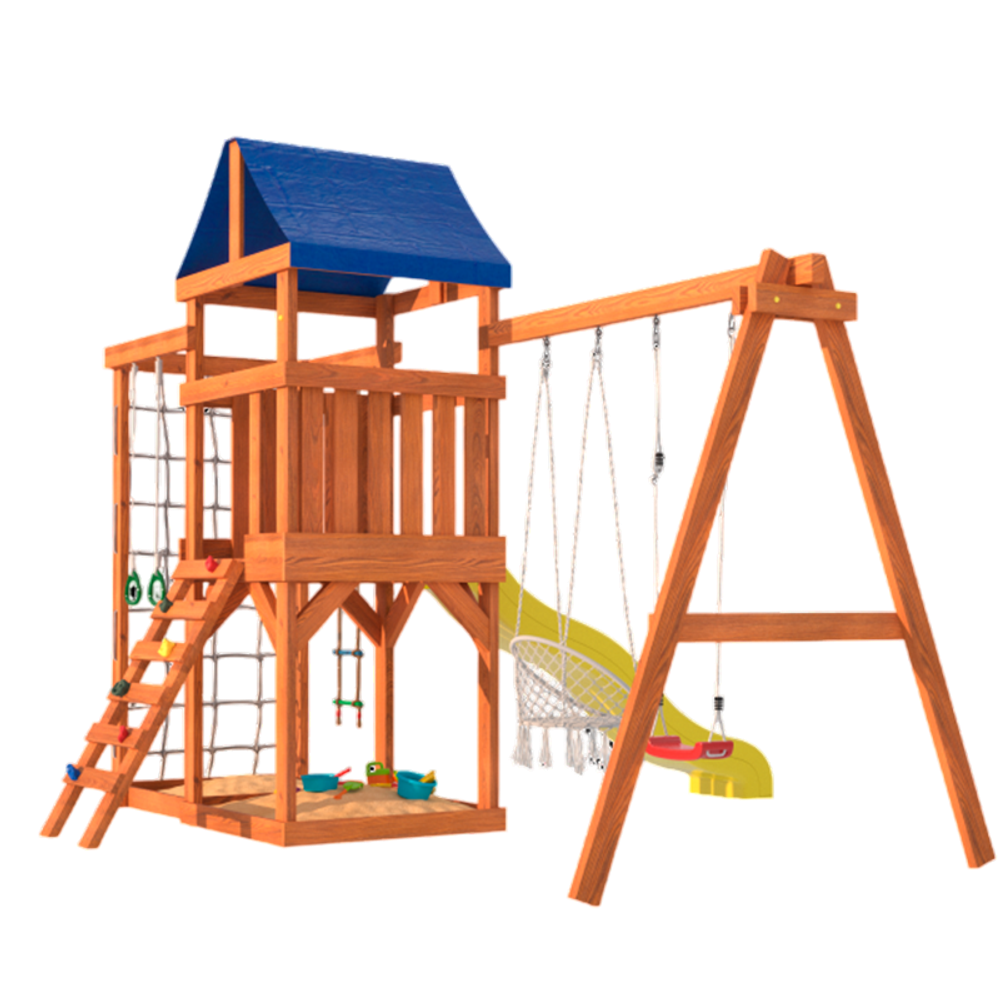 Детская площадка Fun Land с сеткой стенкой и плетенным креслом