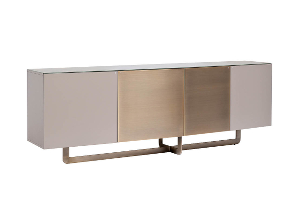 Комод дизайнерский с дверцами 76x45x220смGarda Decor Space бежевый с бронзой