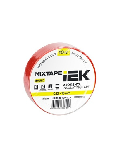 Изолента ПВХ 0.13х15мм (рул.10м) красн. IEK UIZ-13-10-10M-K04