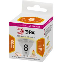 Лампа светодиодная ЭРА STD LED Lense MR16-8W-827-GU10 8Вт линзованная софит теплый белый свет GU10 | Софиты линзованные (MR) STD